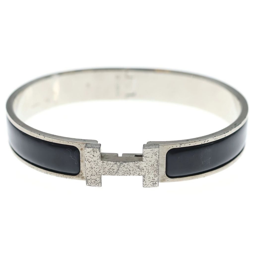 Hermes Clic H Bangle Bracelet Silver Black