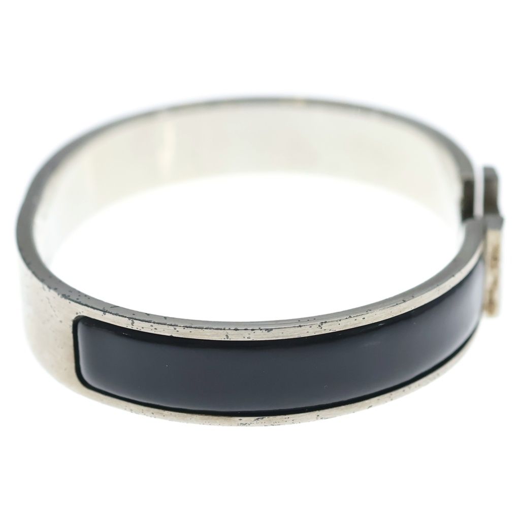 Hermes Clic H Bangle Bracelet Silver Black — view 3