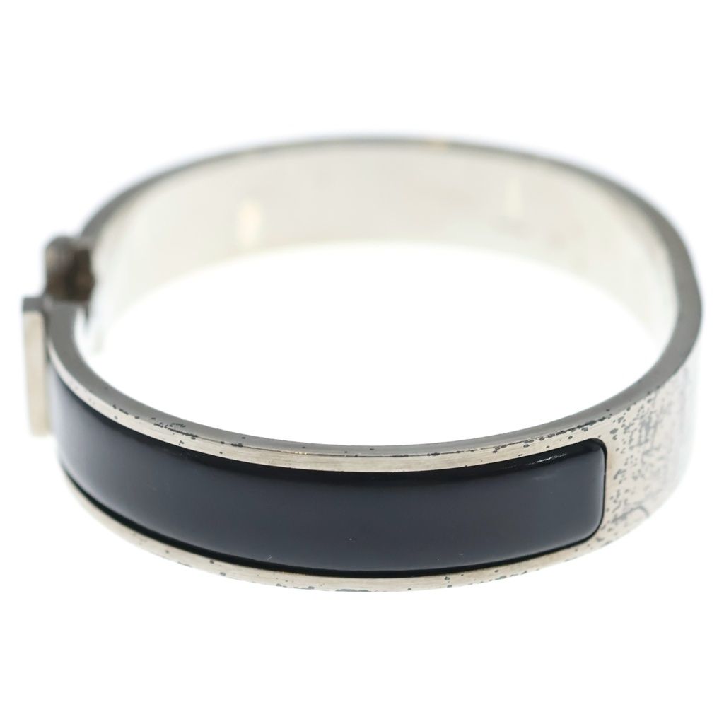 Hermes Clic H Bangle Bracelet Silver Black — view 4