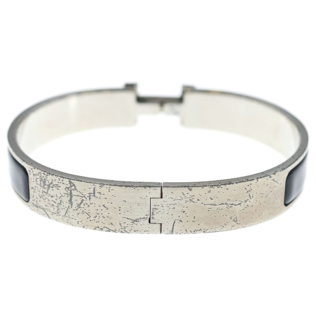 Hermes Clic H Bangle Bracelet Silver Black — view 2