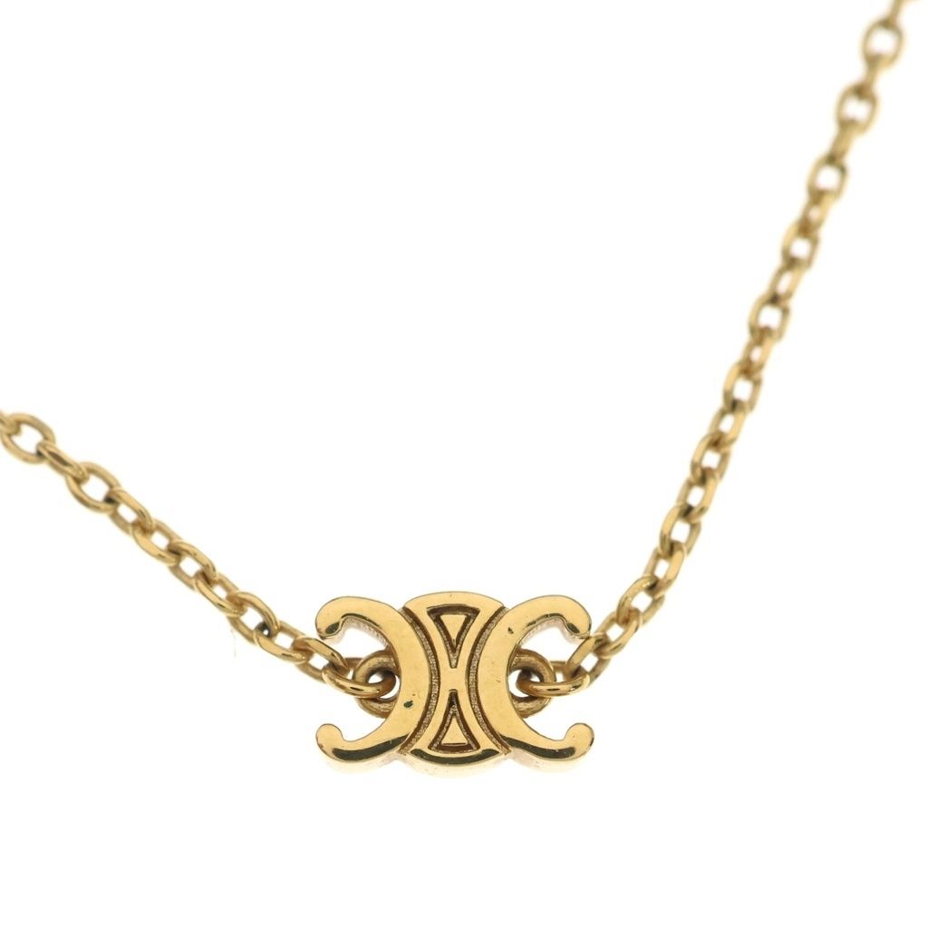 Celine Mini Triomphe Pendant Chain Gold Plated Necklace — view 3