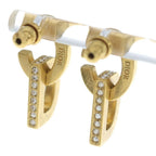 Dior CD Logo Rhinestone Earrings Gold — view 2