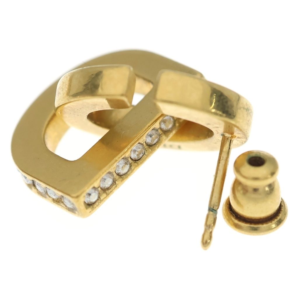 Dior CD Logo Rhinestone Earrings Gold — view 5
