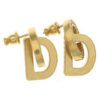 Dior CD Logo Rhinestone Earrings Gold — view 4
