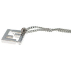 Fendi FF Logo Rhinestone Pendant Chain Silver Necklace — view 6