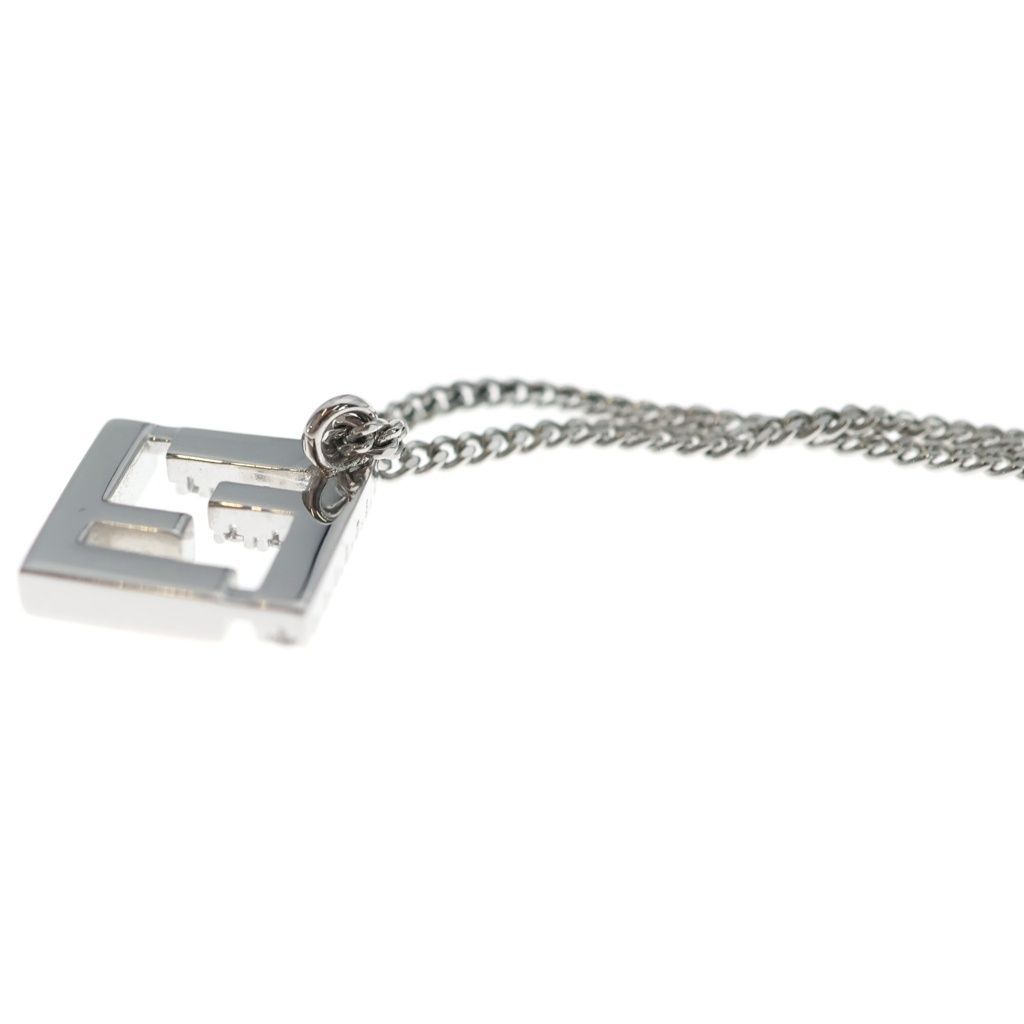 Fendi FF Logo Rhinestone Pendant Chain Silver Necklace — view 6