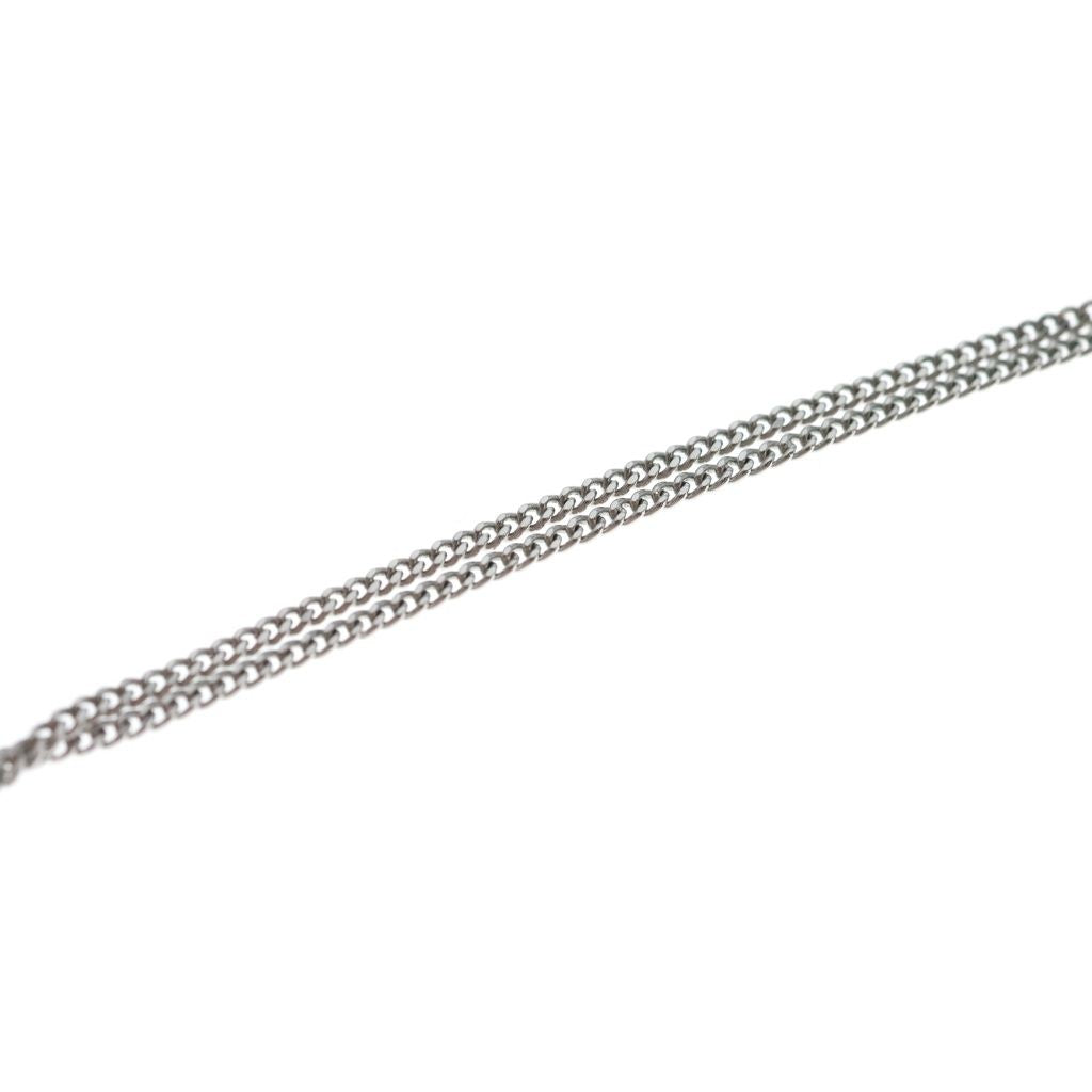 Fendi FF Logo Rhinestone Pendant Chain Silver Necklace — view 5