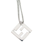 Fendi FF Logo Rhinestone Pendant Chain Silver Necklace — view 3