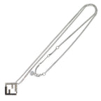 Fendi FF Logo Rhinestone Pendant Chain Silver Necklace — view 2