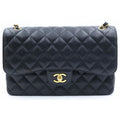Chanel Quilted 30 Double Flap Chain Shoulder Bag Black