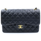 Chanel Quilted 30 Double Flap Chain Shoulder Bag Black