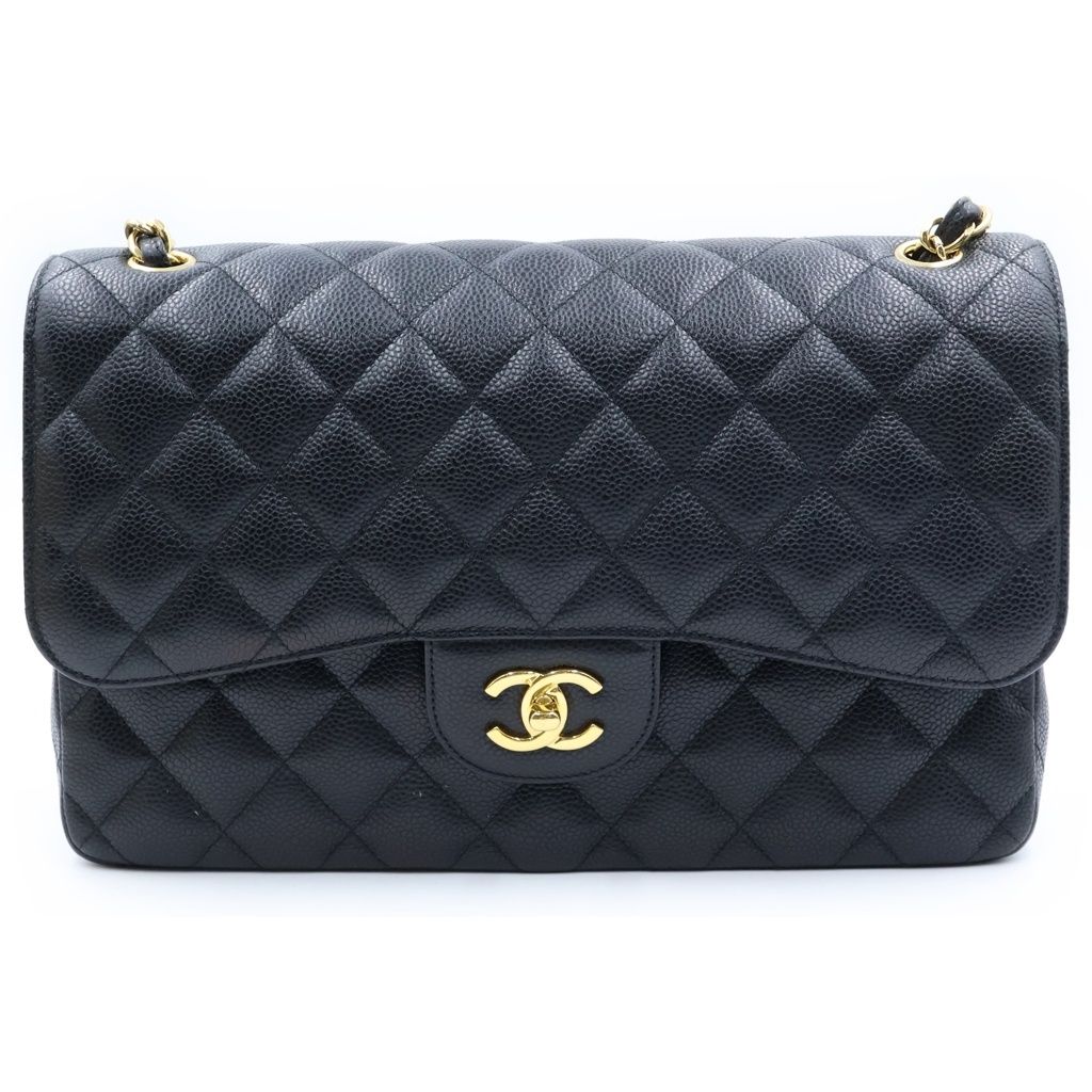 Chanel Quilted 30 Double Flap Chain Shoulder Bag Black