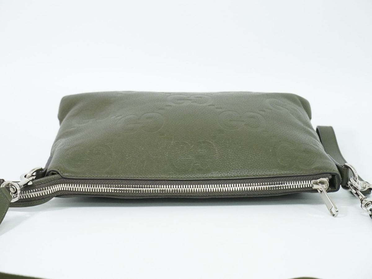 Gucci Jumbo GG Medium Messenger Bag Leather Khaki — view 5
