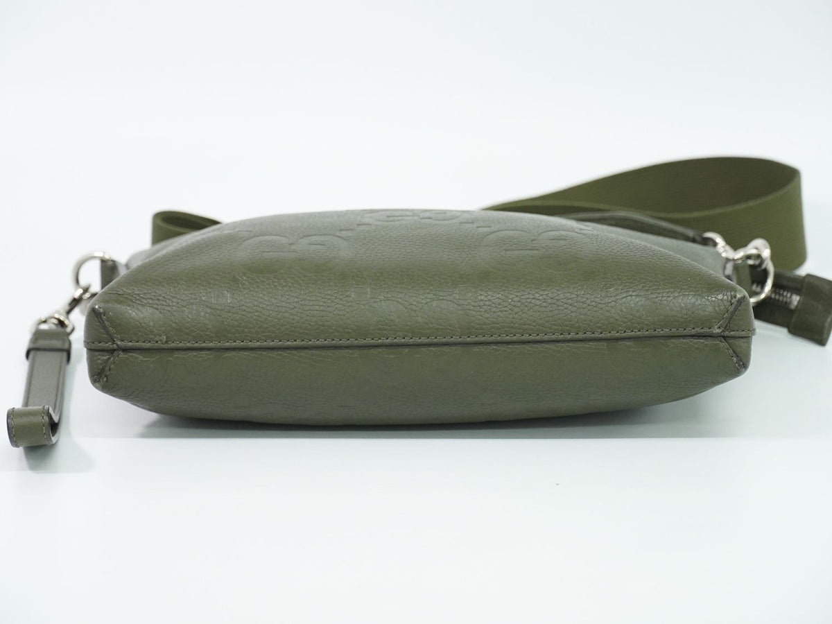 Gucci Jumbo GG Medium Messenger Bag Leather Khaki — view 3