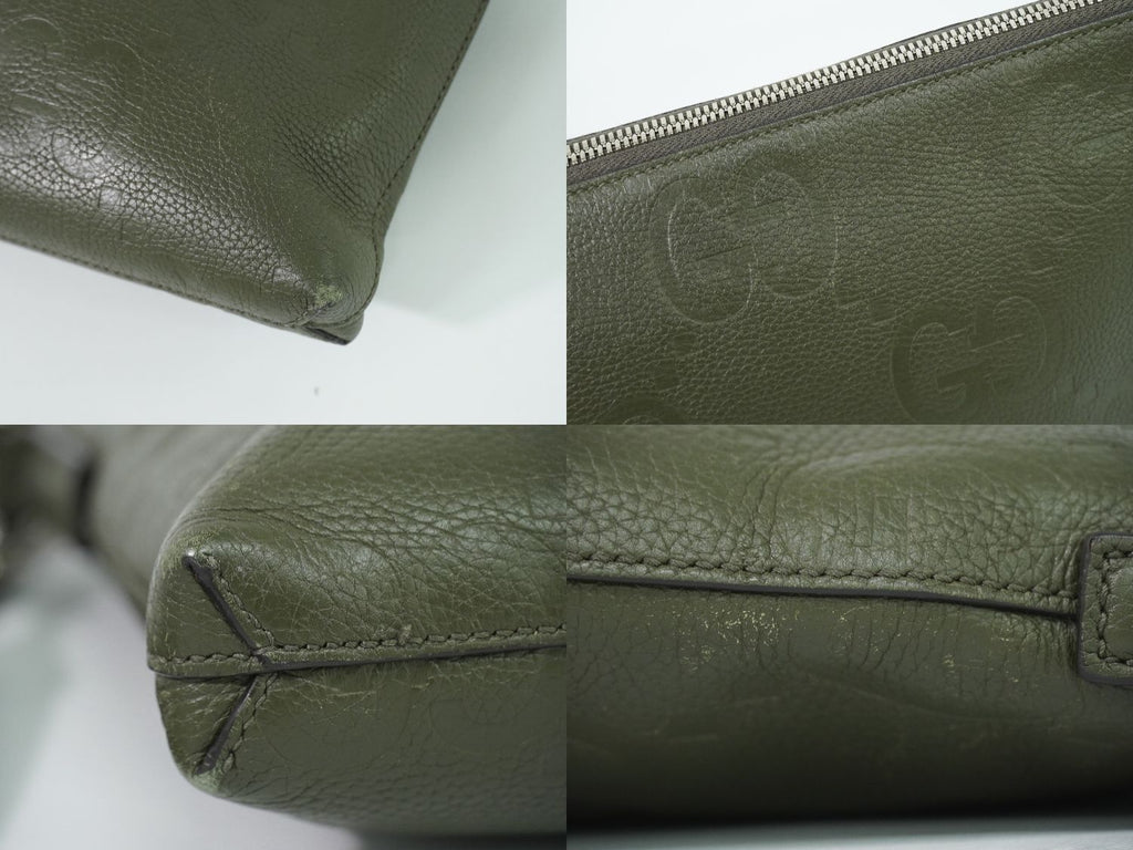 Gucci Jumbo GG Medium Messenger Bag Leather Khaki — view 7