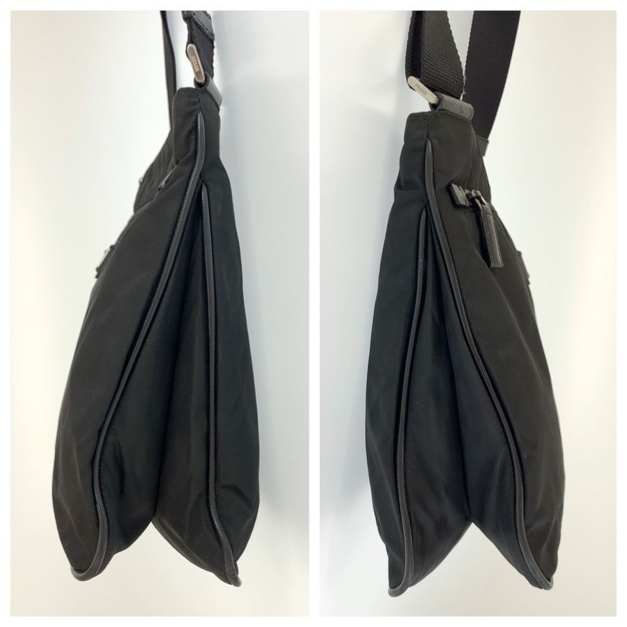 Prada Tessuto Black Silver Nylon Shoulder Bag — view 7