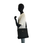 Prada Tessuto Black Silver Nylon Shoulder Bag — view 6