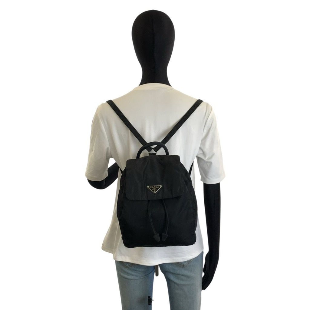 Prada Tessuto Black Silver Nylon Backpack — view 6