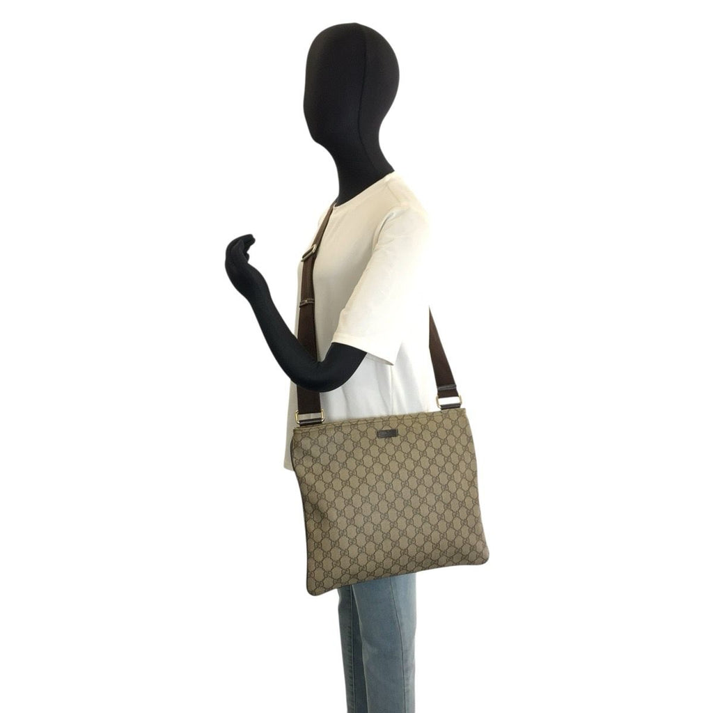 Gucci Beige Brown GG Supreme Canvas Shoulder Bag — view 7
