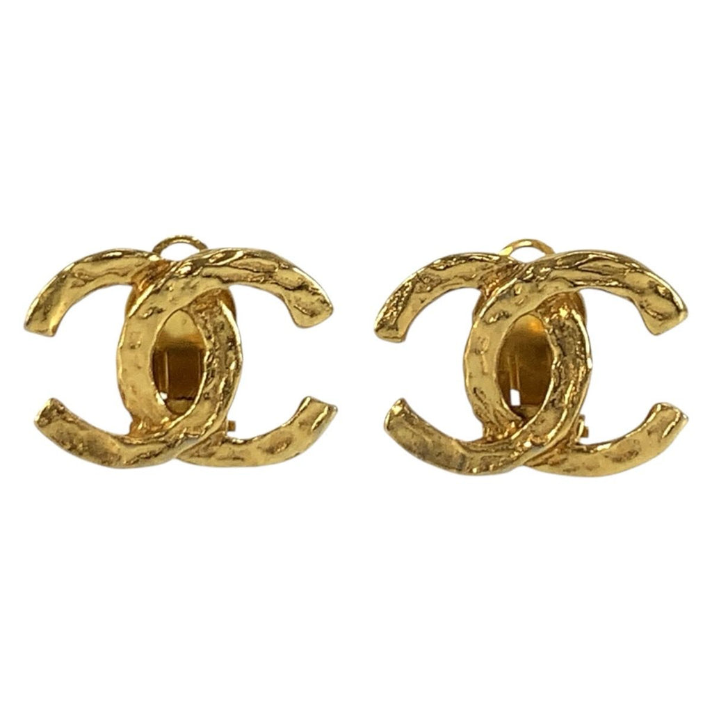 Chanel Vintage CC Logo Gold Plated Earrings