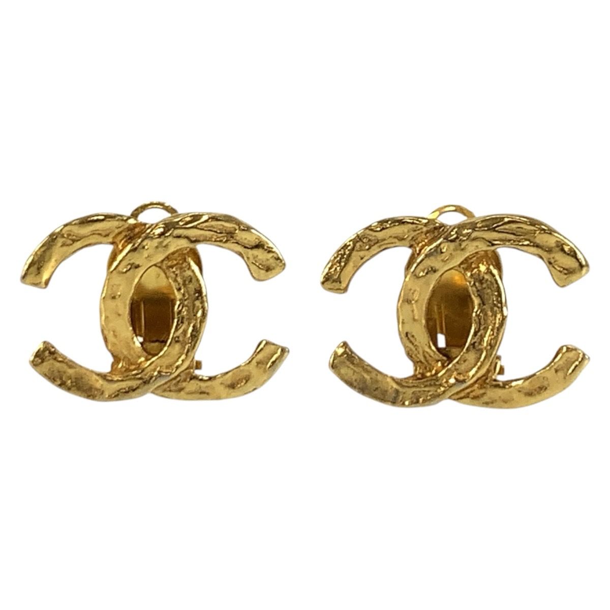 Chanel Vintage CC Logo Gold Plated Earrings