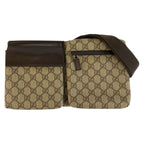 Gucci Brown Beige GG Supreme Canvas Leather Belt Bag Waist Pouch