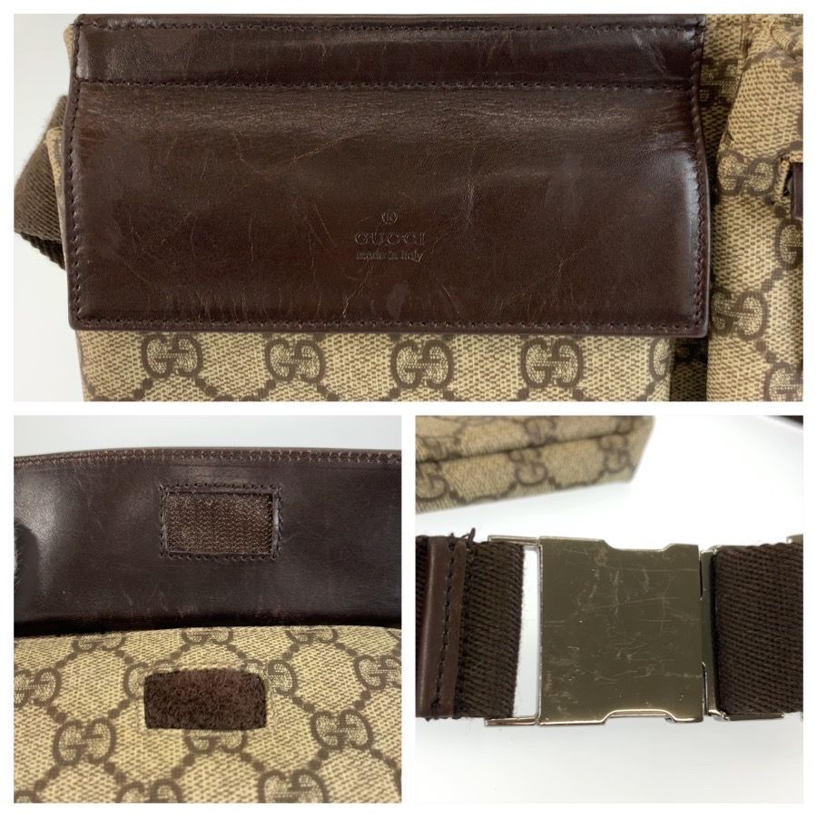 Gucci Brown Beige GG Supreme Canvas Leather Belt Bag Waist Pouch — view 5