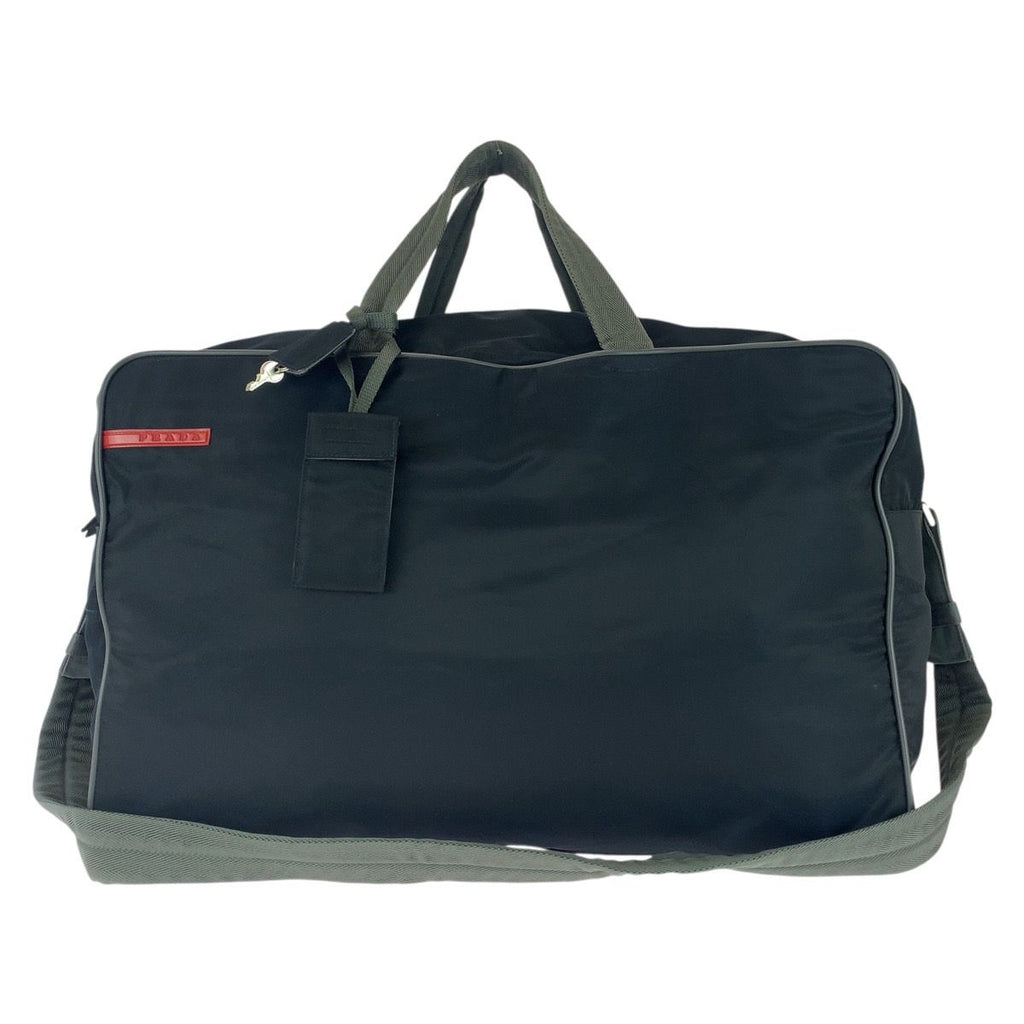 Prada Sports Black Silver Nylon Boston Bag