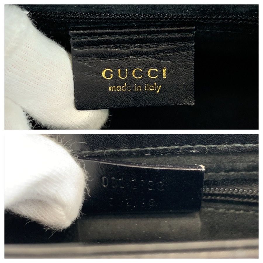 Gucci Vintage Bamboo Black Gold Leather 2-Way Shoulder Bag — view 3