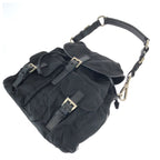Prada Tessuto Black Silver Nylon Leather Shoulder Bag Pochette — view 5