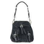 Prada Tessuto Black Silver Nylon Leather Shoulder Bag Pochette