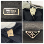 Prada Tessuto Black Silver Nylon Leather Shoulder Bag Pochette — view 4