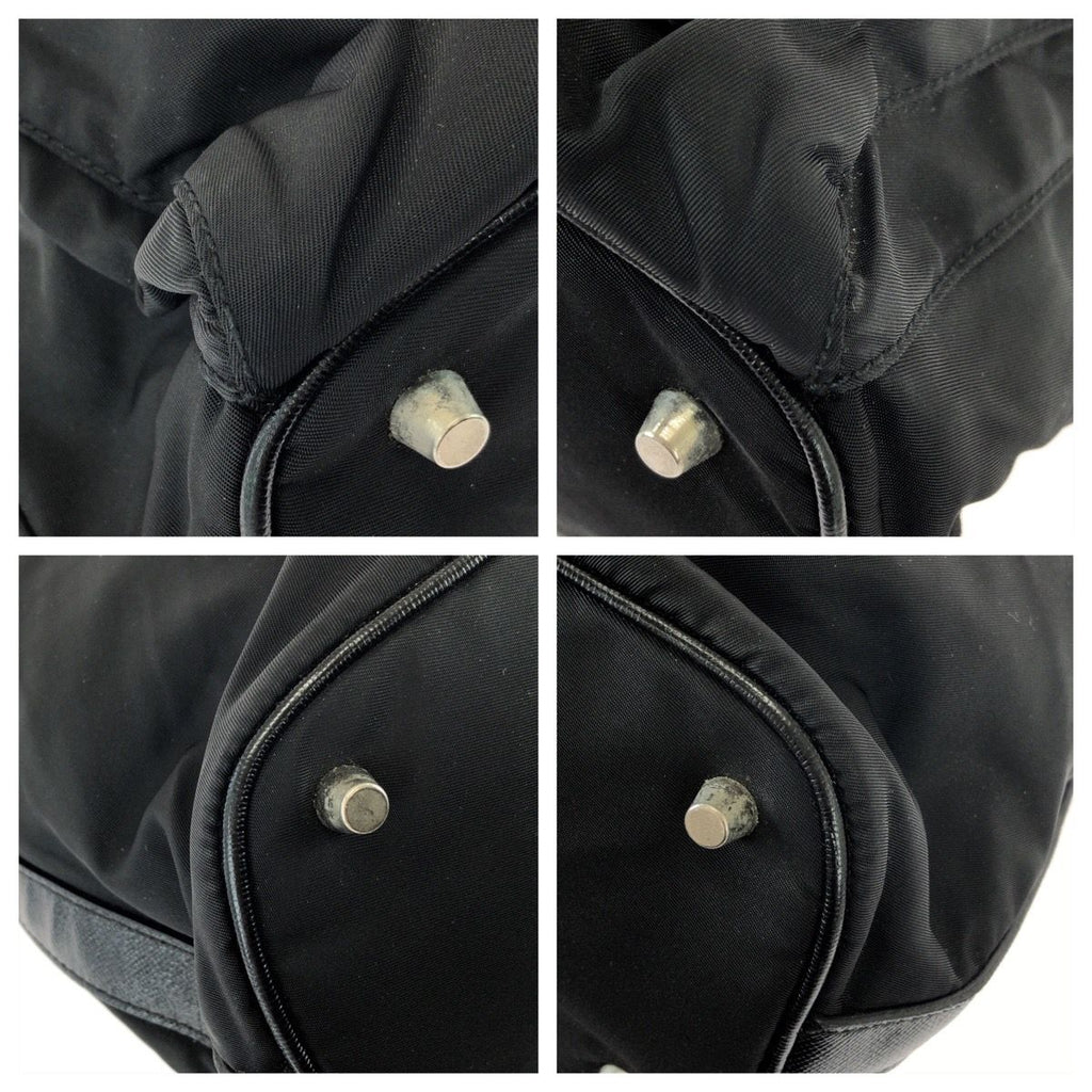 Prada Tessuto Black Silver Nylon Leather Shoulder Bag Pochette — view 3