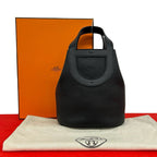 Hermes in the Loop 18 Taurillon Clemence Veau Handbag Black