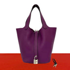 Hermes Picotin Lock PM Taurillon Clemence Handbag Mini Tote Anemone Purple
