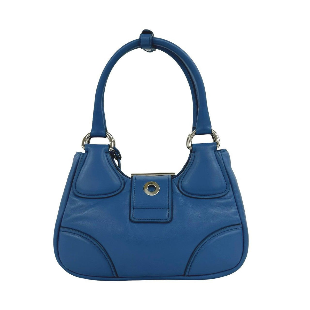 Prada Re Edition Triangle Logo Nappa Leather 2-Way Shoulder Bag Pochette Blue — view 3