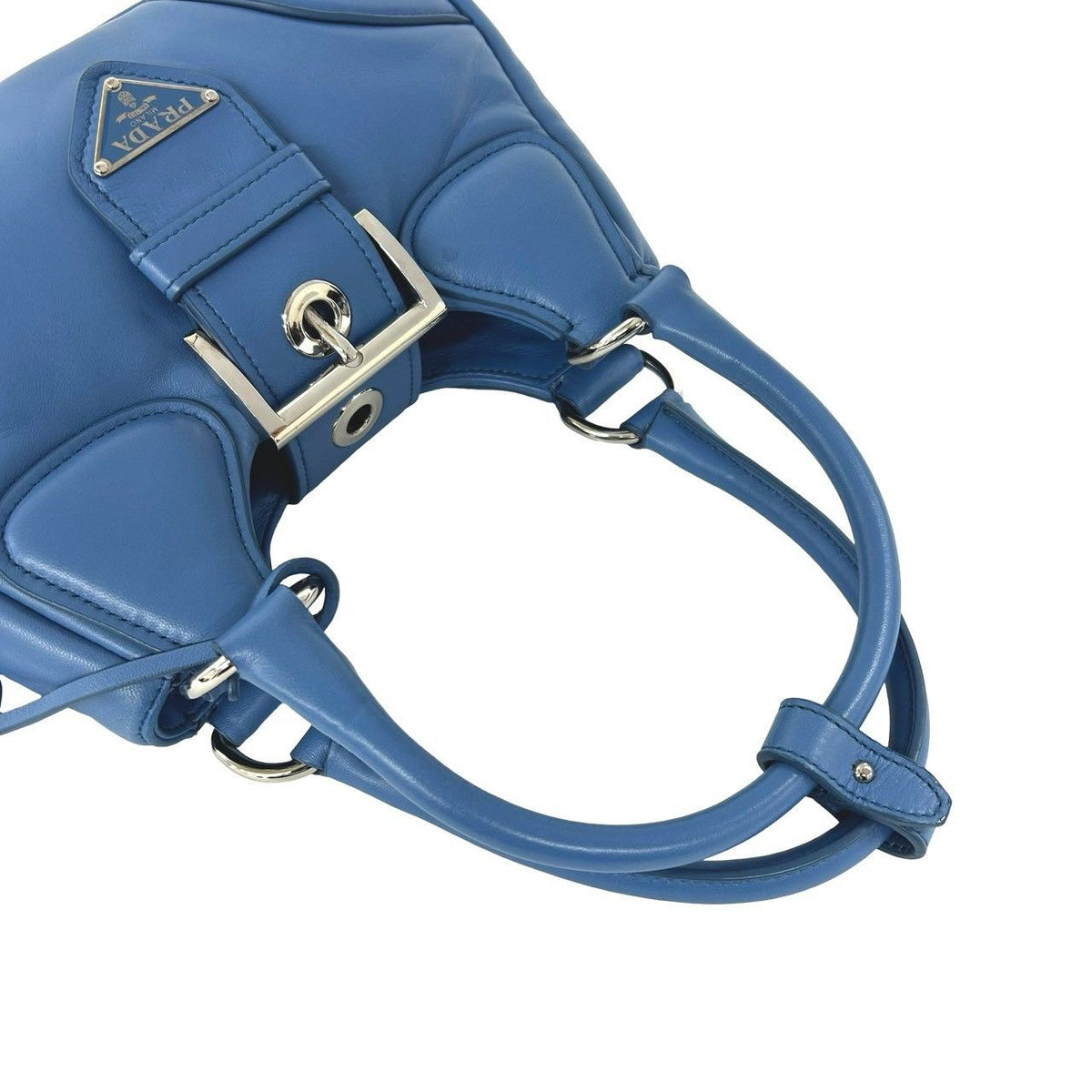 Prada Re Edition Triangle Logo Nappa Leather 2-Way Shoulder Bag Pochette Blue — view 4