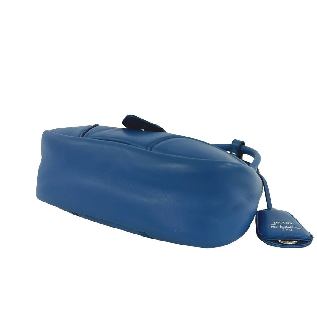 Prada Re Edition Triangle Logo Nappa Leather 2-Way Shoulder Bag Pochette Blue — view 8