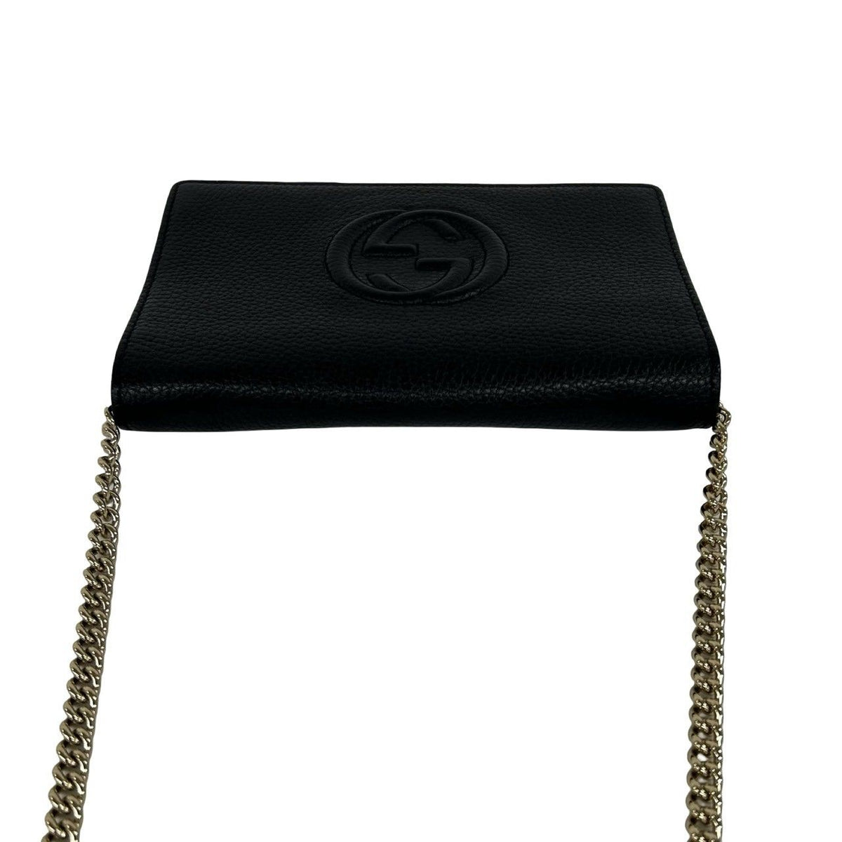 Gucci Soho Interlocking G Leather Chain Wallet on Shoulder Bag Black — view 4