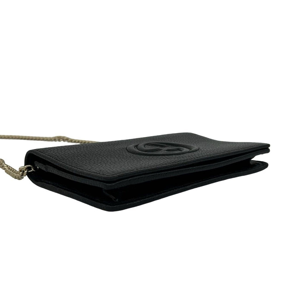 Gucci Soho Interlocking G Leather Chain Wallet on Shoulder Bag Black — view 7