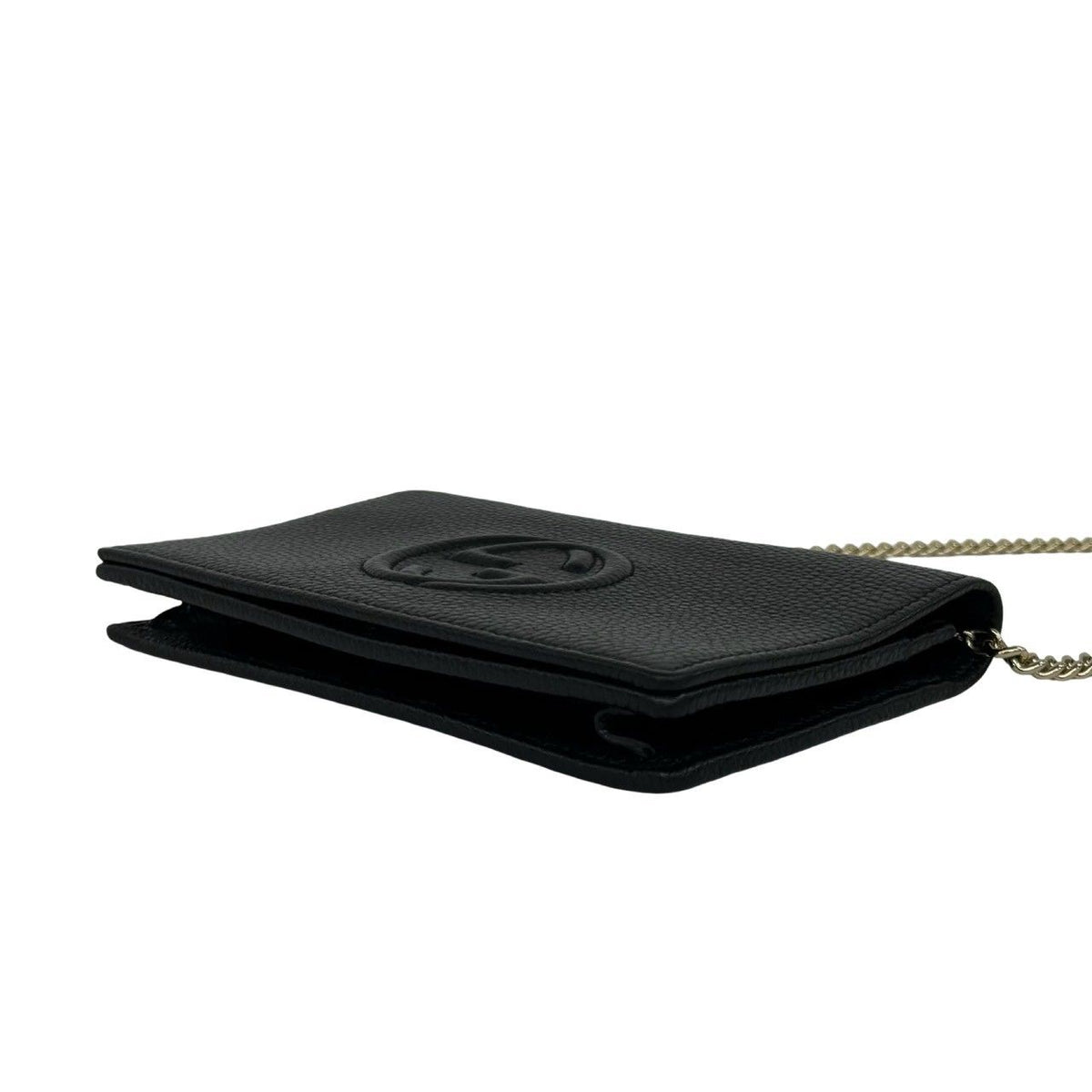 Gucci Soho Interlocking G Leather Chain Wallet on Shoulder Bag Black — view 8