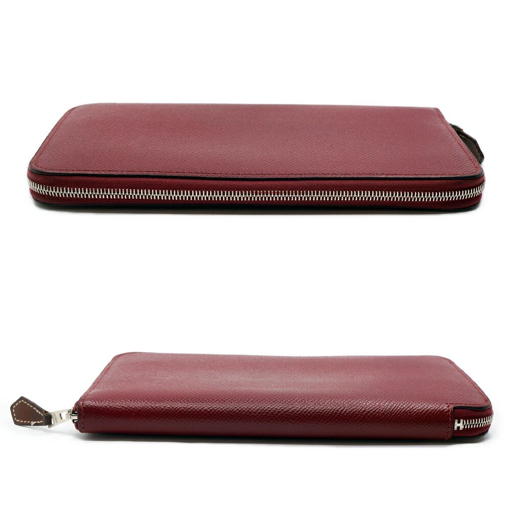 Hermes Azap Long Silk'in Bordeaux Red Silver Wallet — view 3