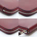 Hermes Azap Long Silk'in Bordeaux Red Silver Wallet — view 5