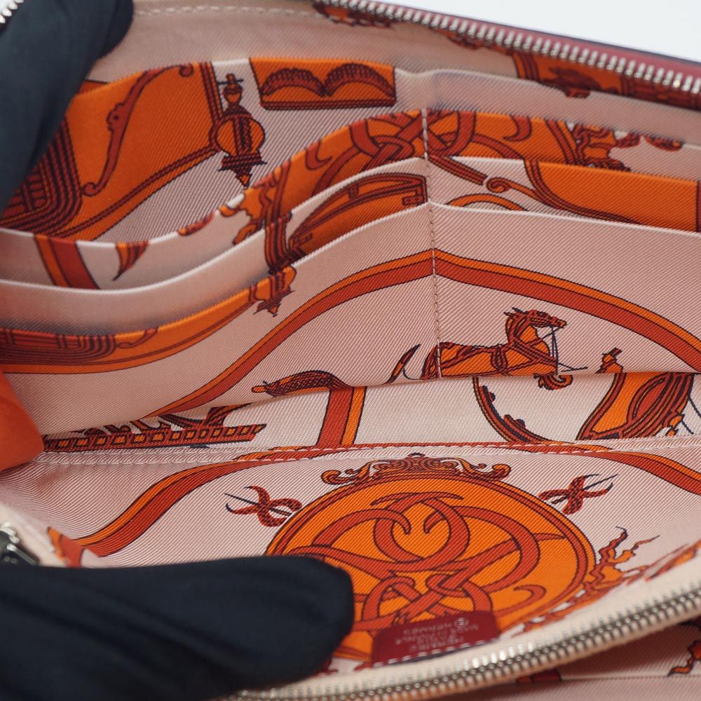 Hermes Azap Long Silk'in Bordeaux Red Silver Wallet — view 7