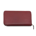Hermes Azap Long Silk'in Bordeaux Red Silver Wallet