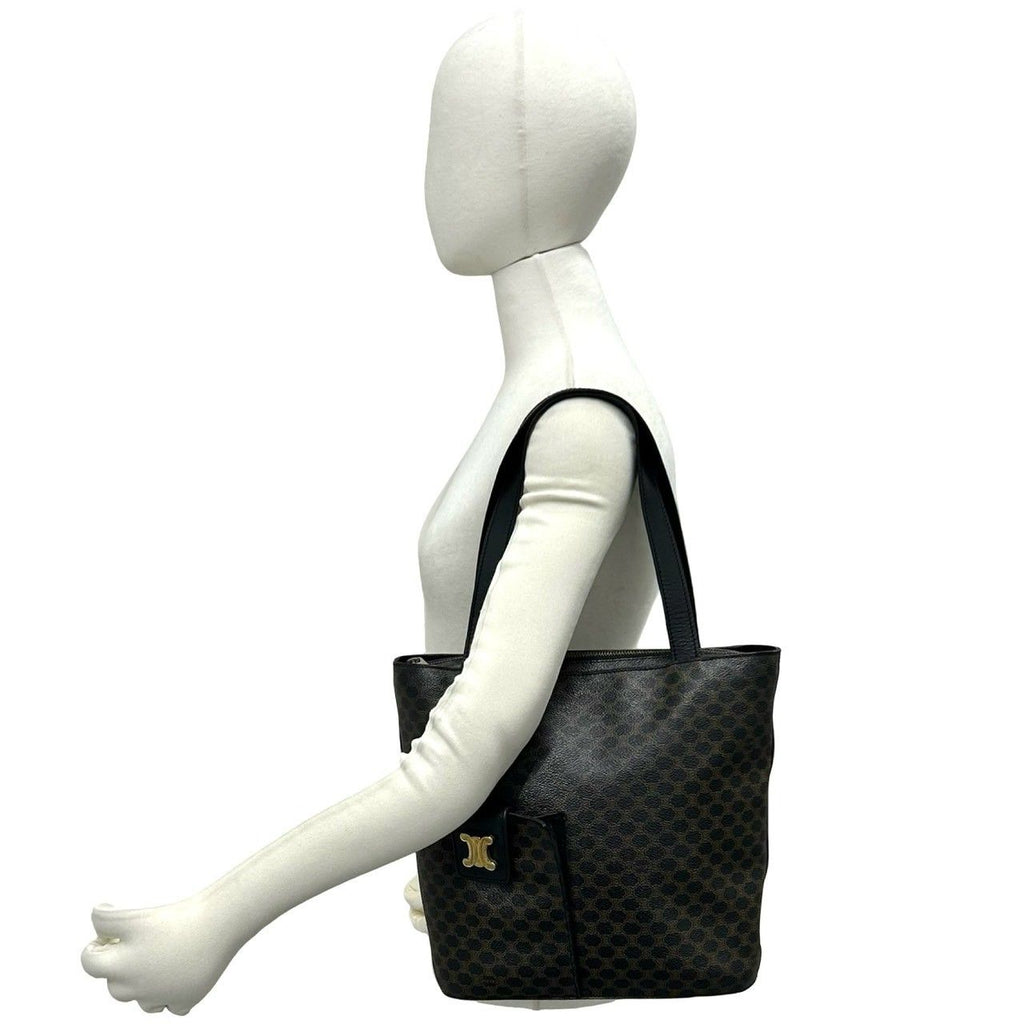 Celine Macadam Blason Triomphe Pattern Logo Leather Tote Shoulder Bag Brown — view 2
