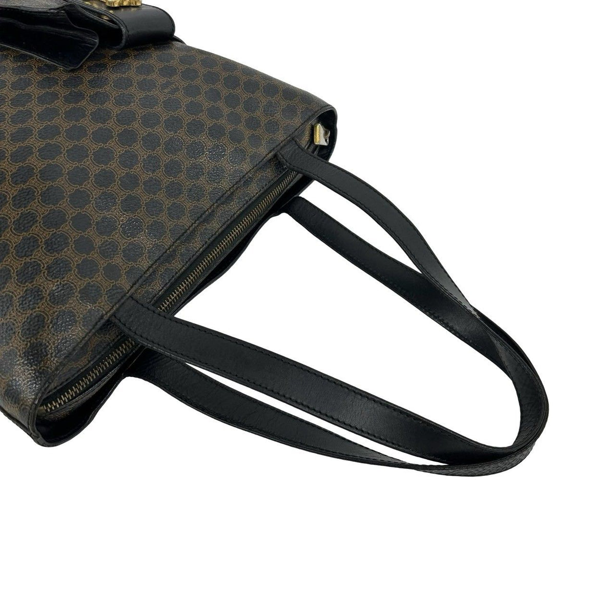 Celine Macadam Blason Triomphe Pattern Logo Leather Tote Shoulder Bag Brown — view 4