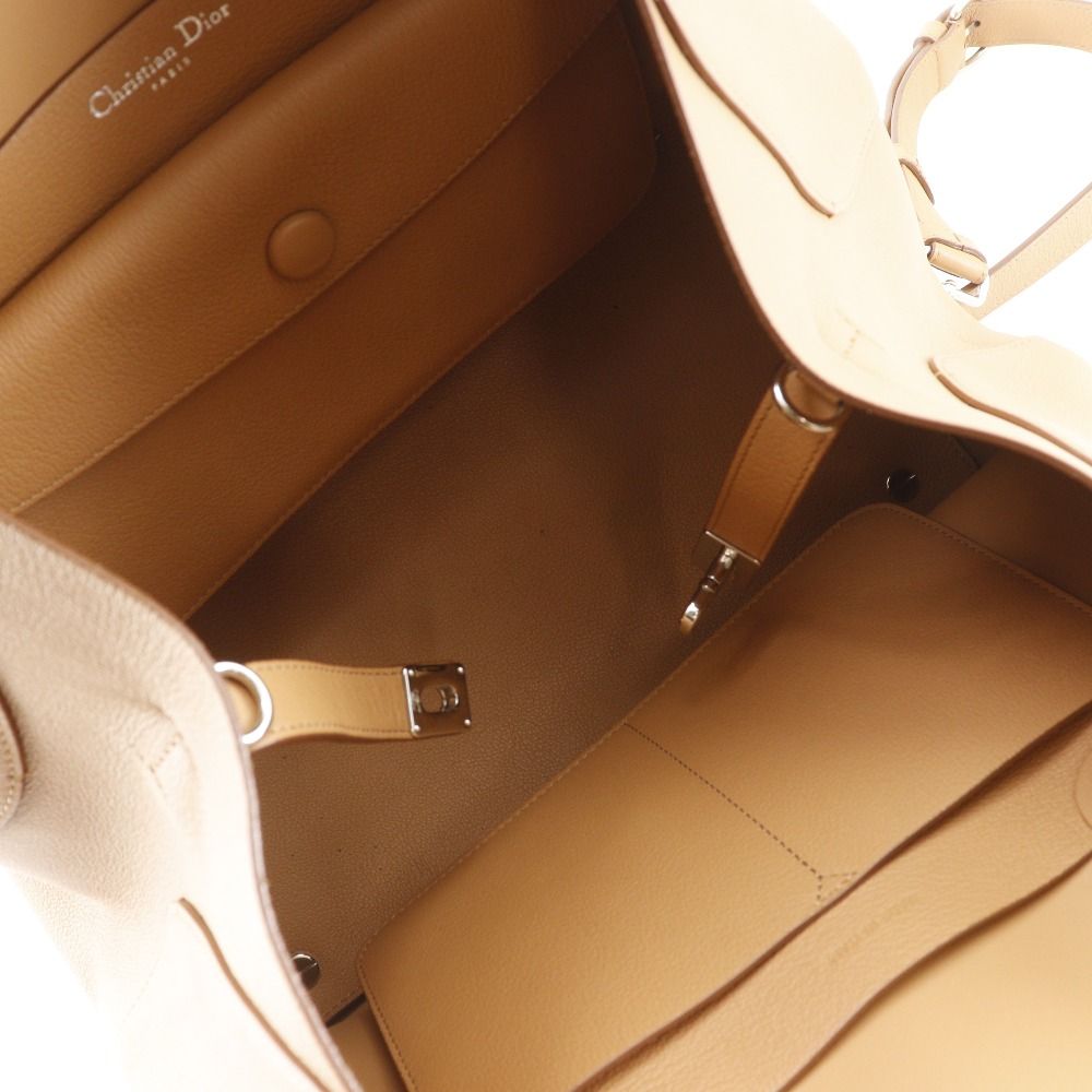 Dior Open Bar Medium 2-Way Shoulder Calfskin Beige Handbag — view 6