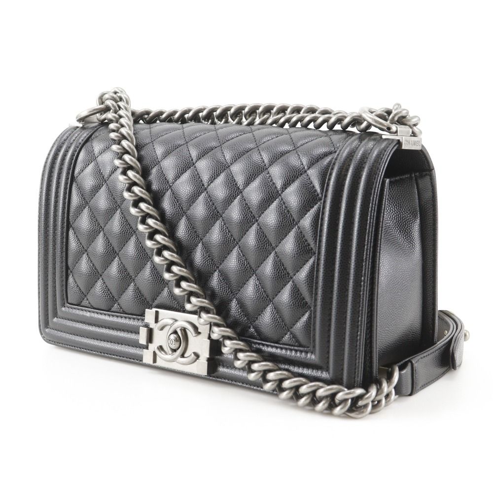 Chanel Boy Ibushi Caviar Leather Black Shoulder Bag — view 2