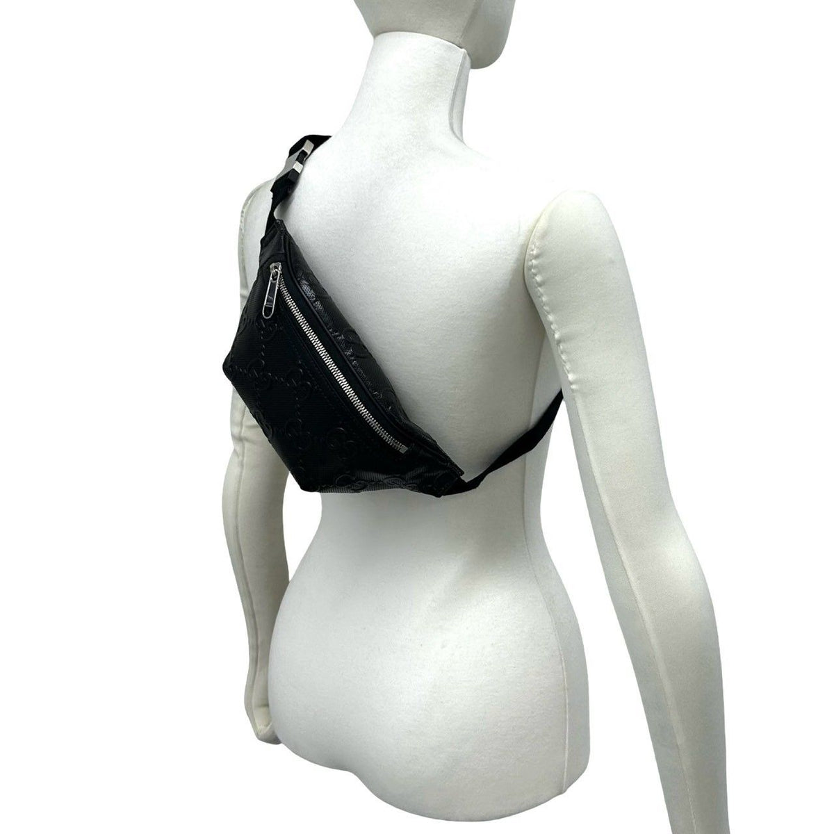 Gucci Jumbo GG Logo Pattern Leather Belt Bag Waist Pouch Black — view 2